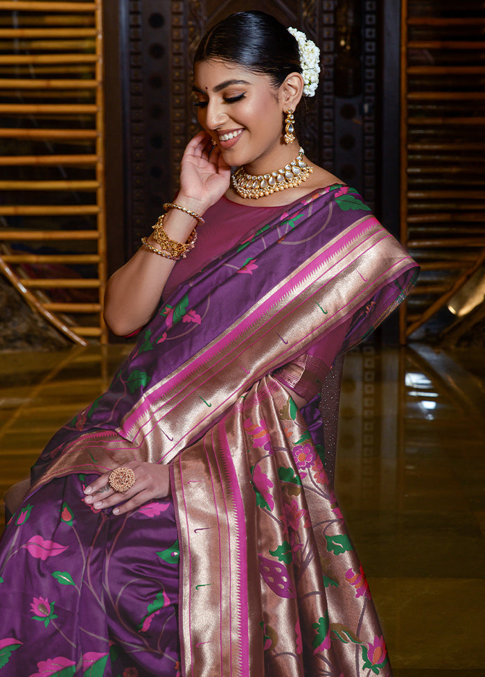 Wine Dupion Silk Saree With Blouse Piece