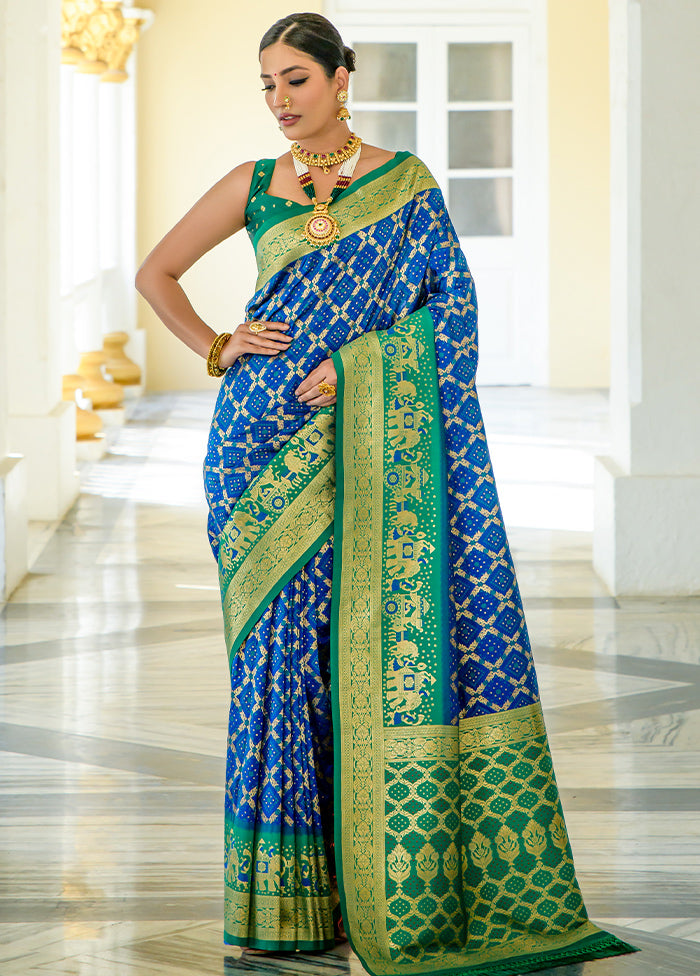 Royal Blue Dupion Silk Saree With Blouse Piece