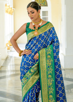 Royal Blue Dupion Silk Saree With Blouse Piece