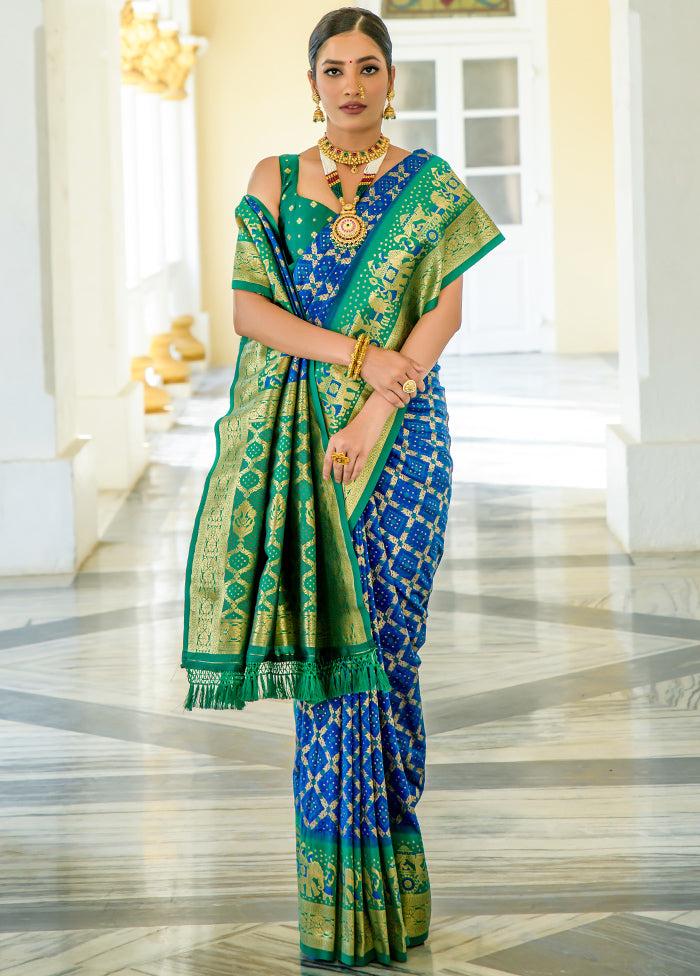 Royal Blue Dupion Silk Saree With Blouse Piece