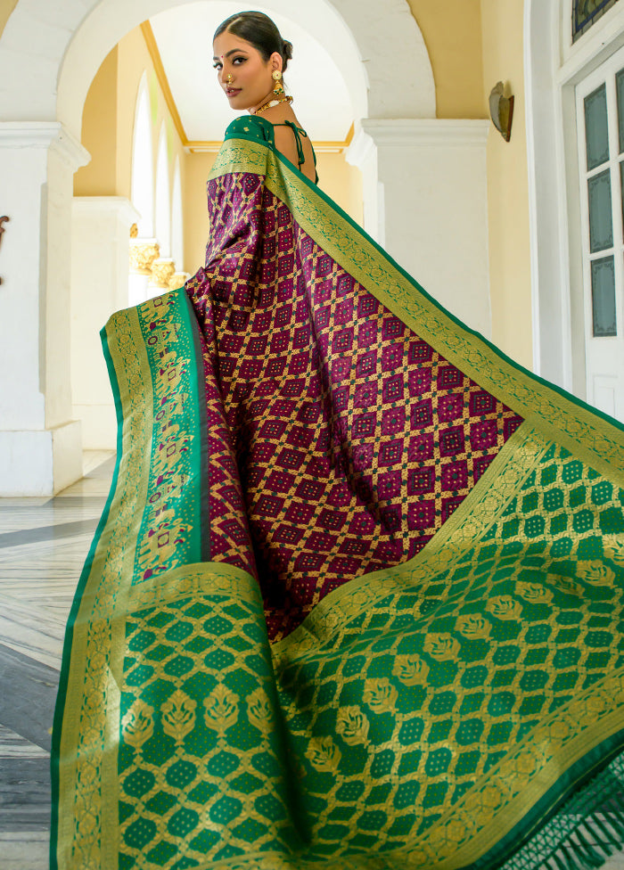 Wine Dupion Silk Saree With Blouse Piece