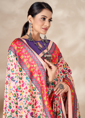 Multicolor Silk Saree And Shawl With Blouse Piece