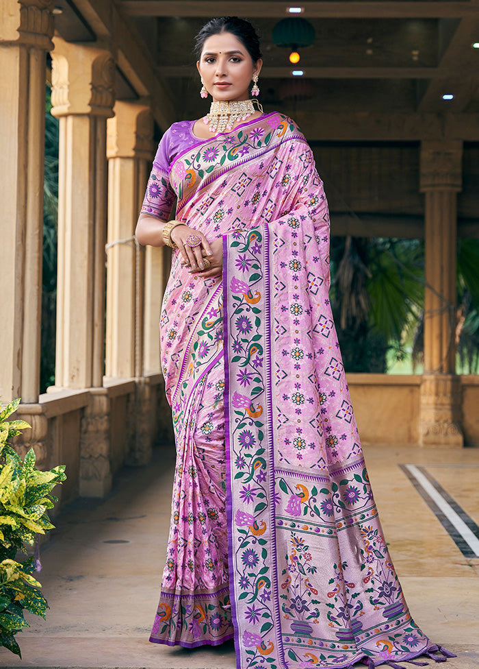 Baby Pink Dupion Silk Saree With Blouse Piece