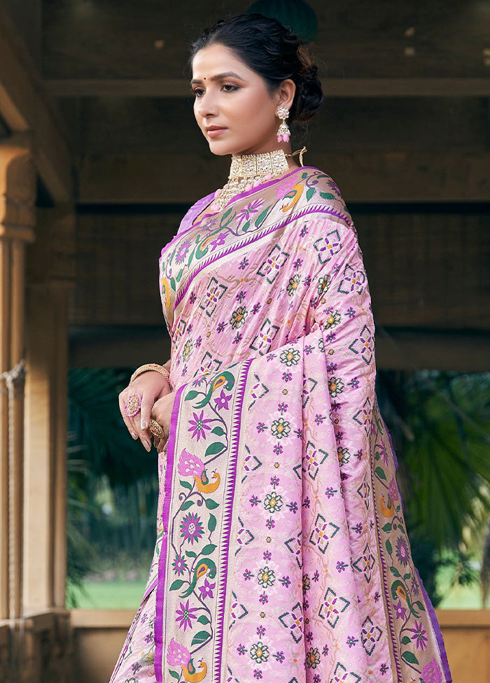 Baby Pink Dupion Silk Saree With Blouse Piece