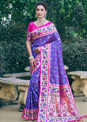 Purple Dupion Silk Saree With Blouse Piece