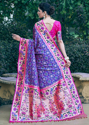 Purple Dupion Silk Saree With Blouse Piece