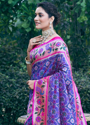 Purple Dupion Silk Saree With Blouse Piece