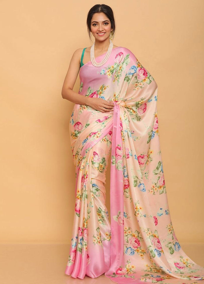light pink Silk Saree With Blouse Piece