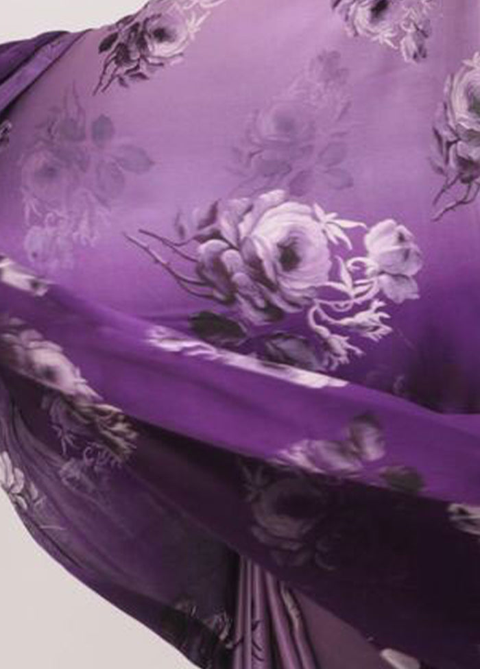 Purple Silk Saree With Blouse Piece