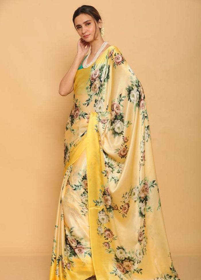 Yellow Silk Saree With Blouse Piece