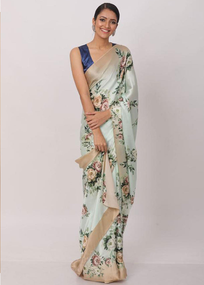 Sea Green Silk Saree With Blouse Piece