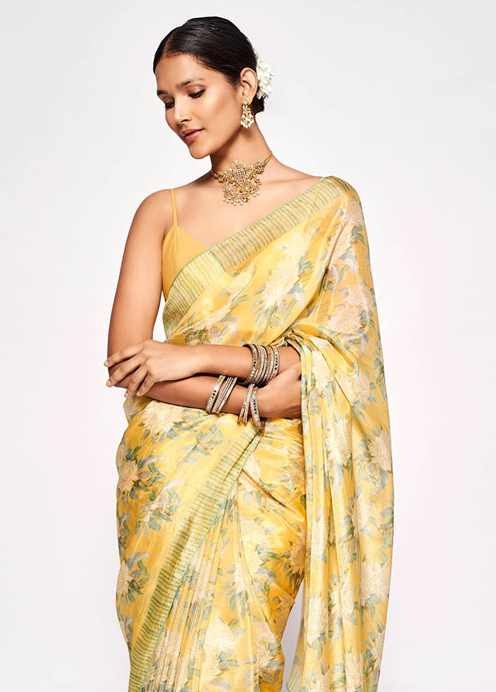 Yellow Silk Saree With Blouse Piece