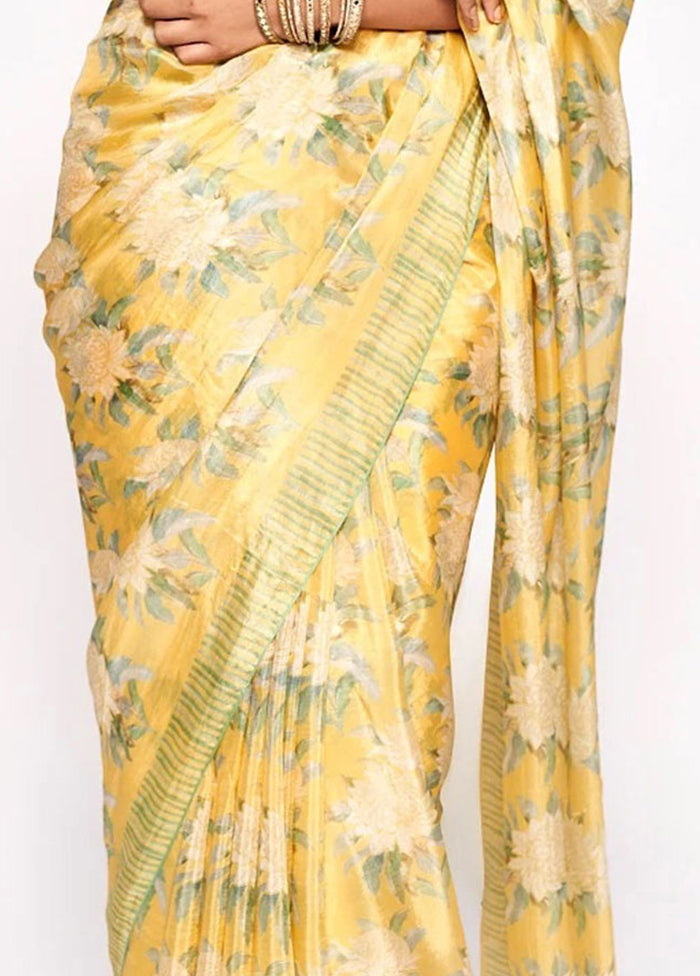 Yellow Silk Saree With Blouse Piece