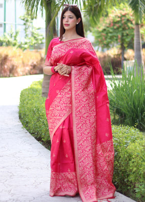 Rani Dupion Silk Saree With Blouse Piece