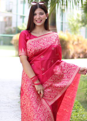 Rani Dupion Silk Saree With Blouse Piece