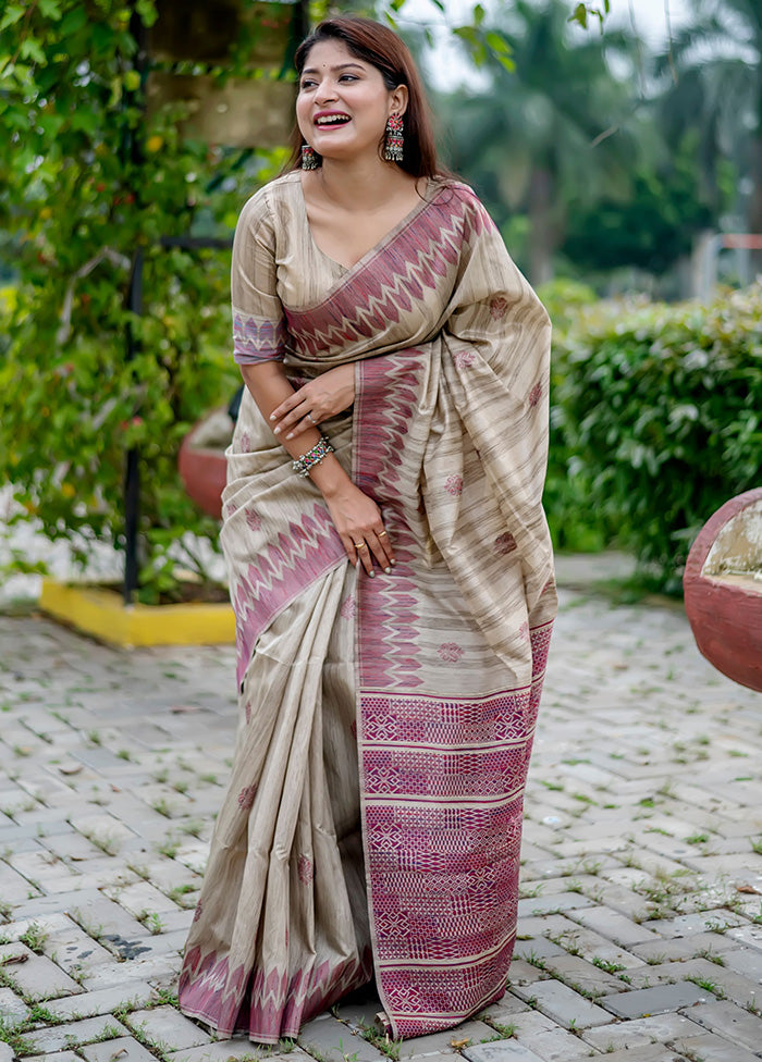 Wine Dupion Silk Saree With Blouse Piece