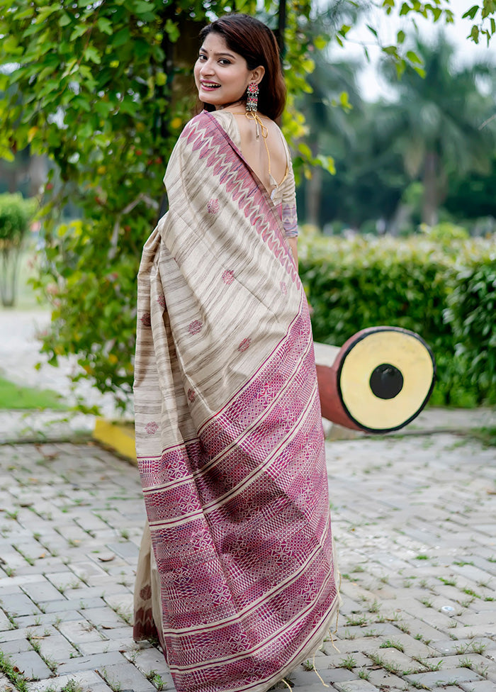 Wine Dupion Silk Saree With Blouse Piece