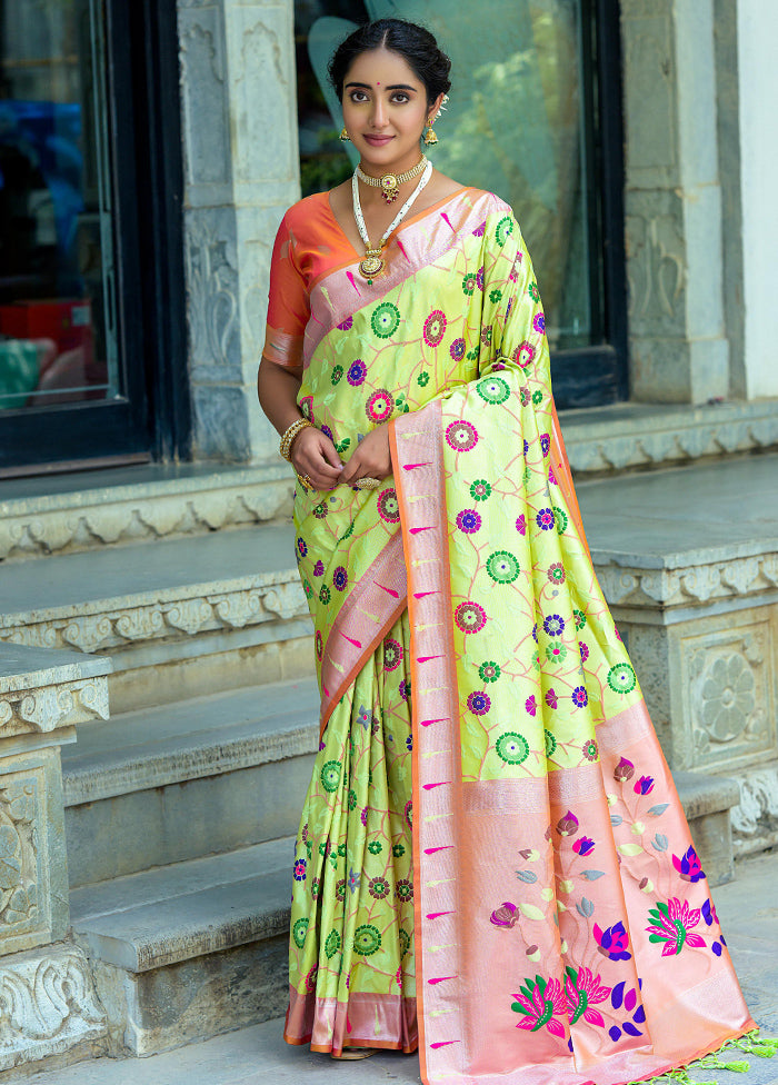 Pista Green Dupion Silk Saree With Blouse Piece