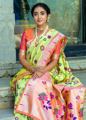 Pista Green Dupion Silk Saree With Blouse Piece