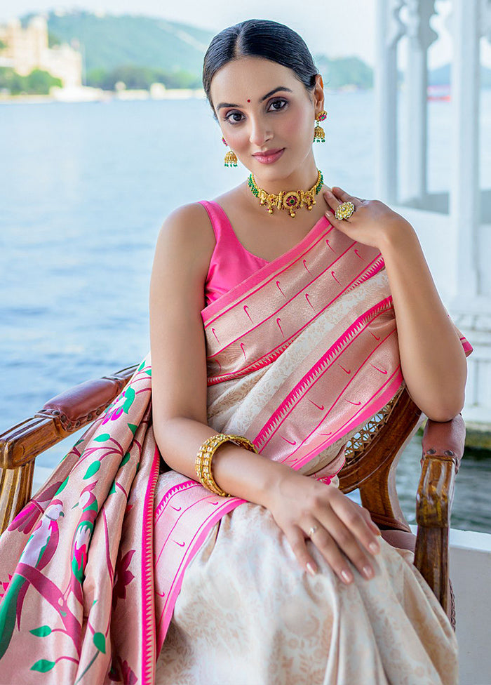 White Dupion Silk Saree With Blouse Piece