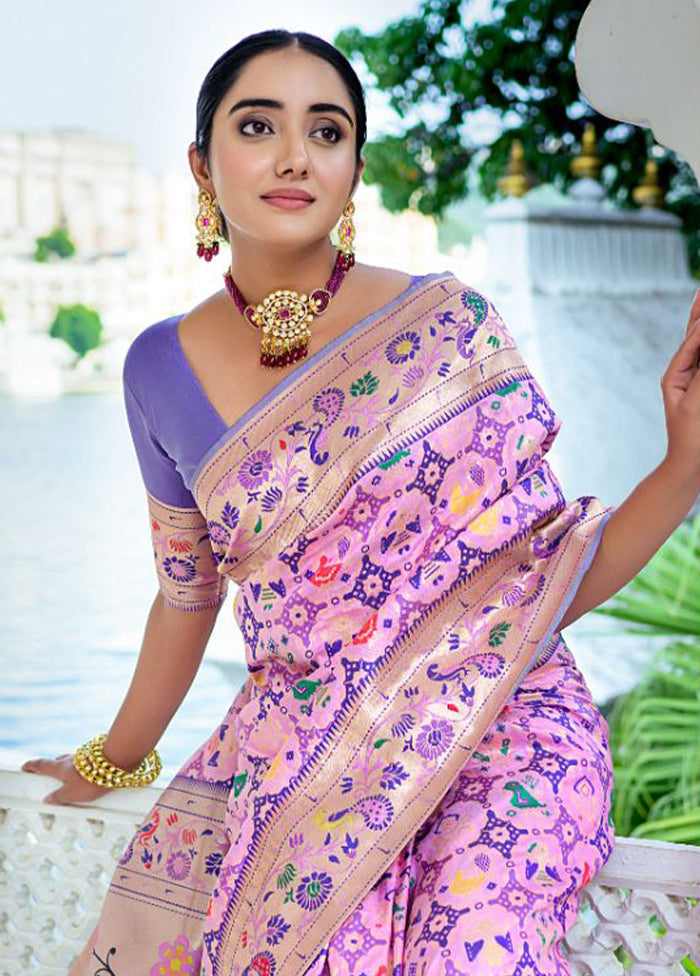 Baby Pink Dupion Silk Saree With Blouse Piece