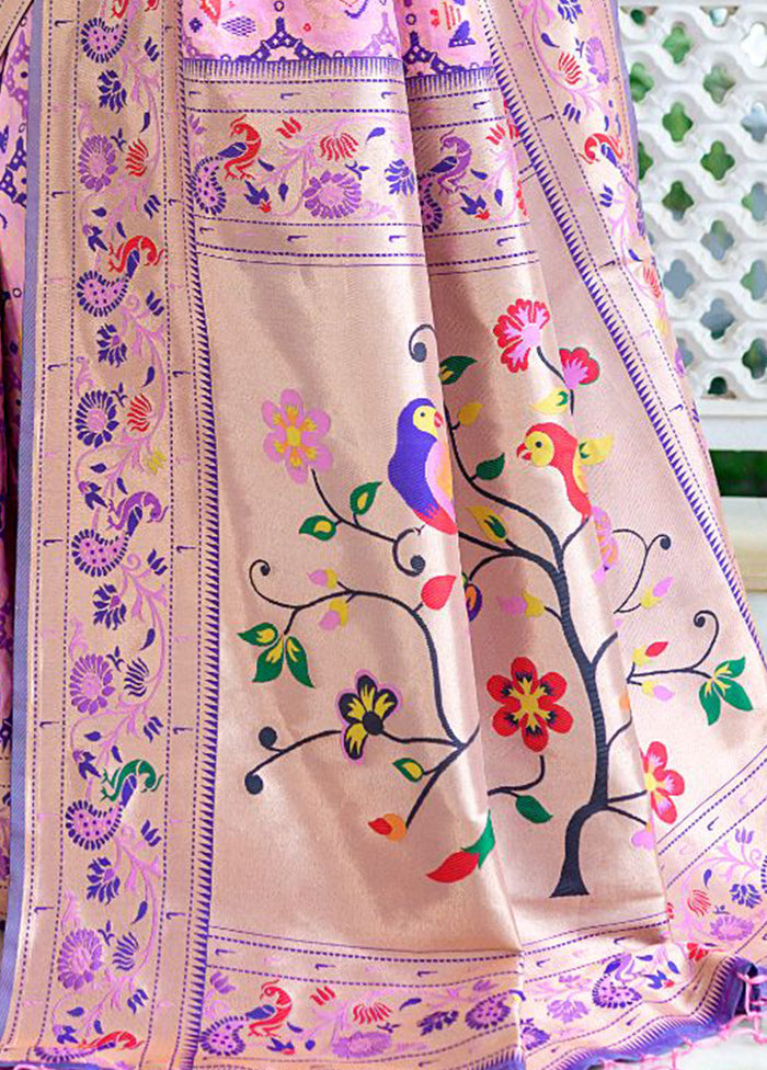 Baby Pink Dupion Silk Saree With Blouse Piece