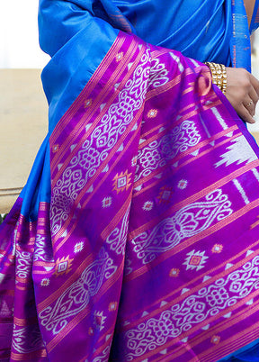 Blue Dupion Silk Saree With Blouse Piece