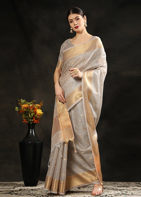 Beige Spun Silk Saree With Blouse Piece