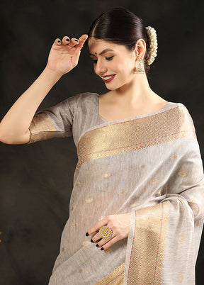 Beige Spun Silk Saree With Blouse Piece