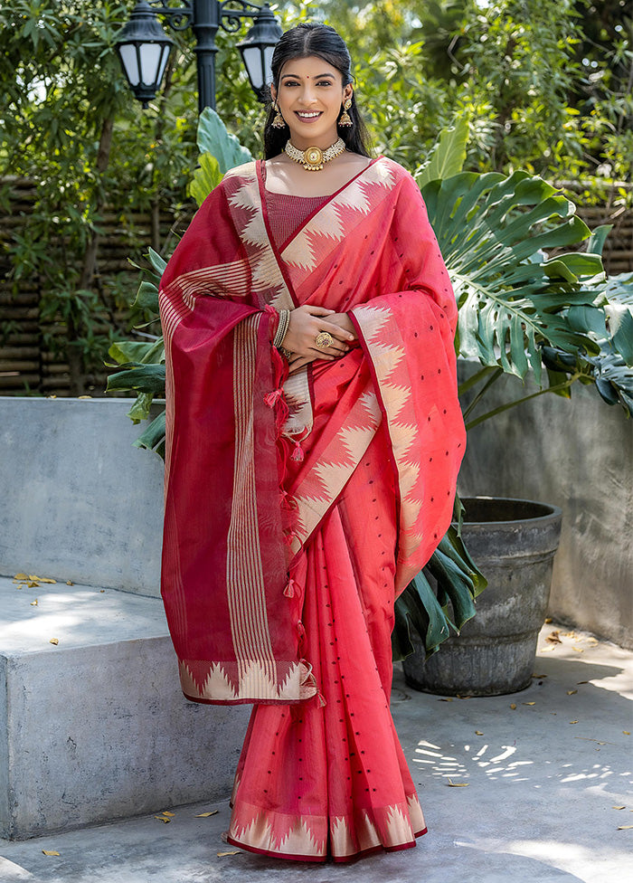 Cream Dupion Silk Saree With Blouse Piece