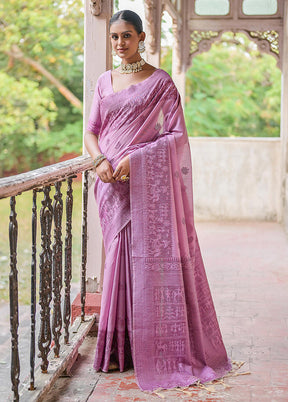 Purple Dupion Silk Saree With Blouse Piece