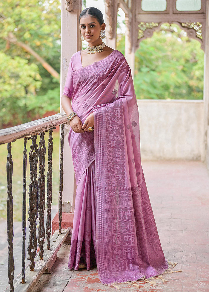 Purple Dupion Silk Saree With Blouse Piece