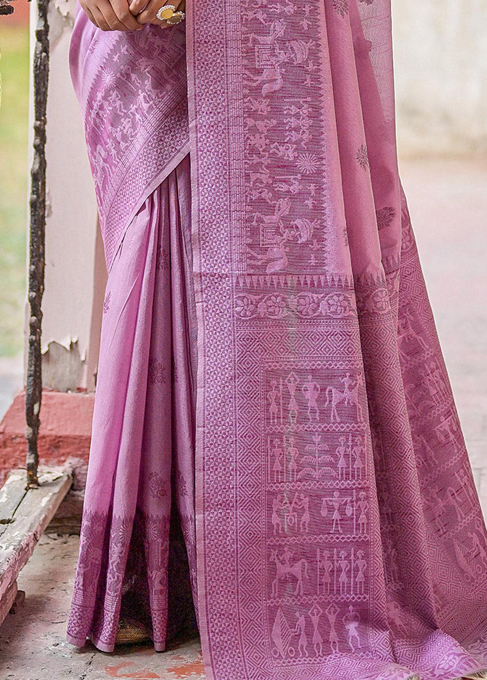 Purple Dupion Silk Saree With Blouse Piece