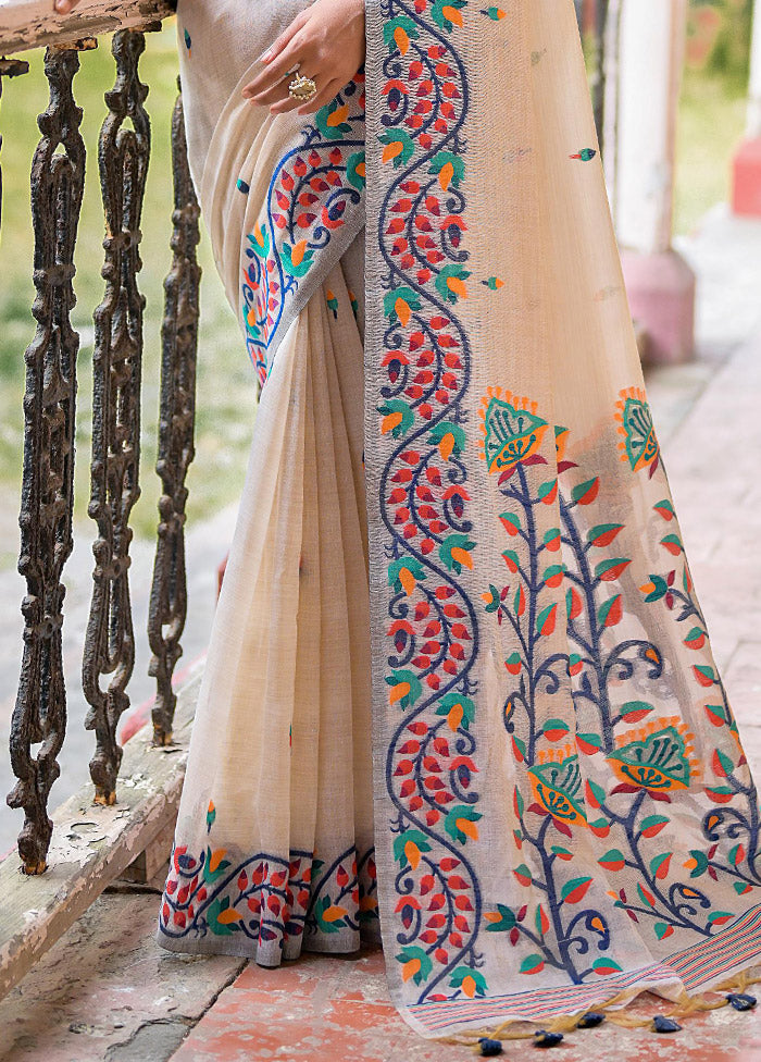 Blue Cotton Saree With Blouse Piece