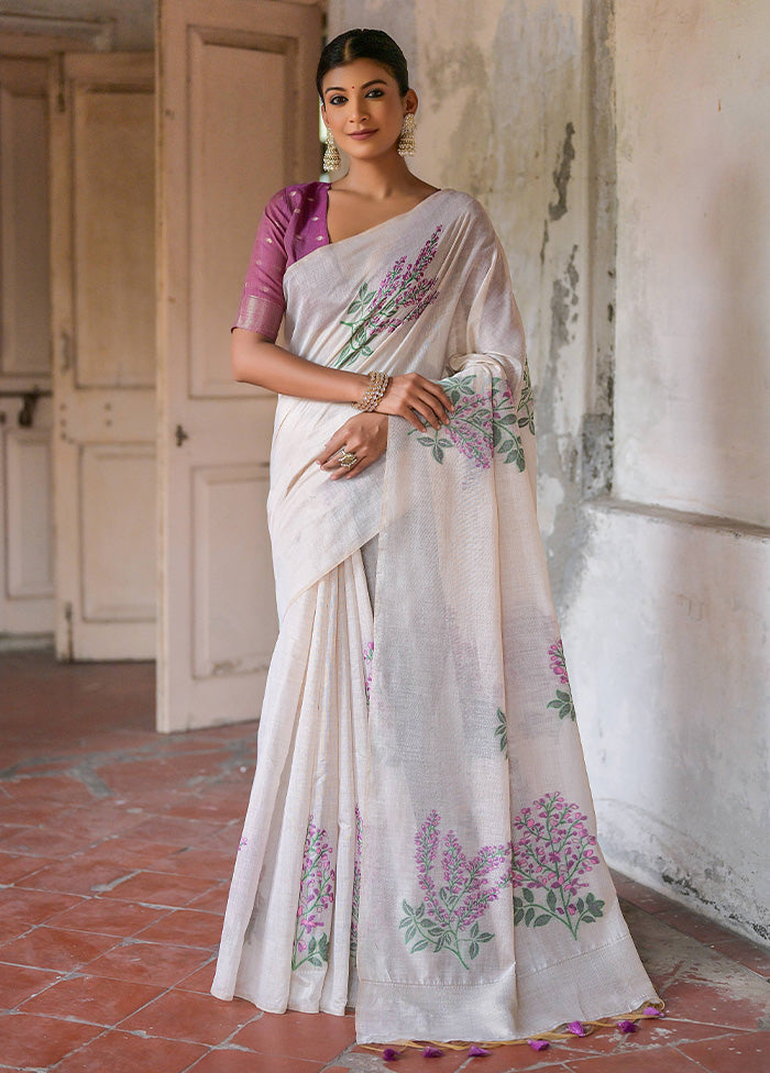 Purple Cotton Saree With Blouse Piece