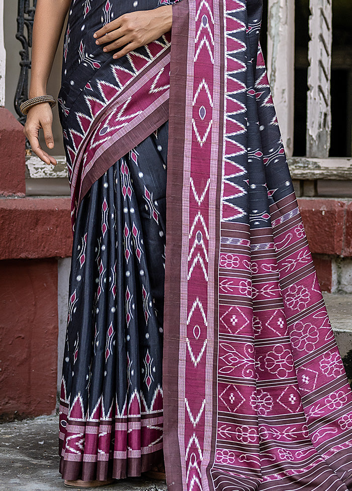 Black Cotton Saree With Blouse Piece