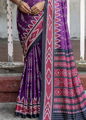 Purple Cotton Saree With Blouse Piece