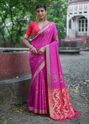 Purple Dupion Silk Saree With Blouse Piece