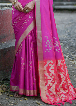 Purple Dupion Silk Saree With Blouse Piece