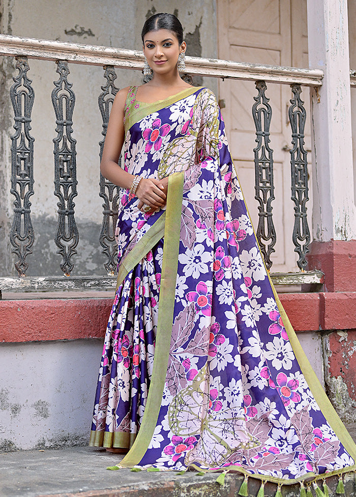 Purple Cotton Saree With Blouse Piece