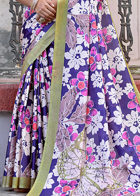 Purple Cotton Saree With Blouse Piece