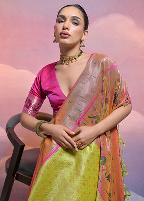 Mehendi Dupion Silk Saree With Blouse Piece