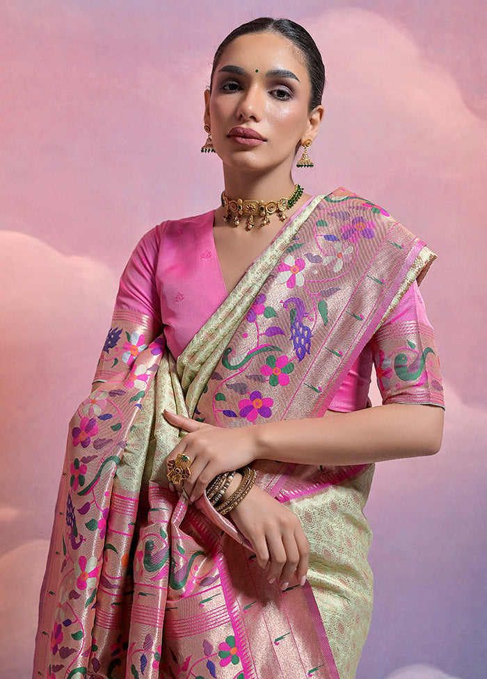 Pista Green Dupion Silk Saree With Blouse Piece