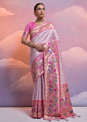 Light Purple Dupion Silk Saree With Blouse Piece