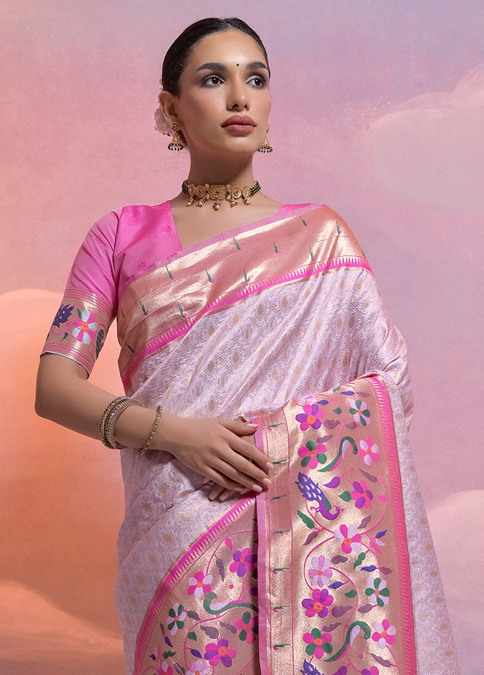 Light Purple Dupion Silk Saree With Blouse Piece