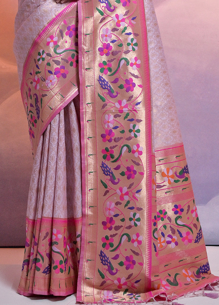 Light Purple Dupion Silk Saree With Blouse Piece