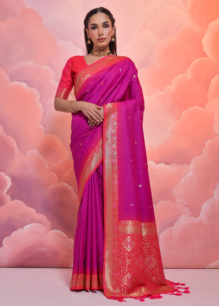 Wine Dupion Silk Saree With Blouse Piece