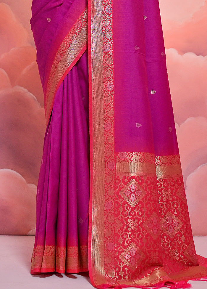 Wine Dupion Silk Saree With Blouse Piece