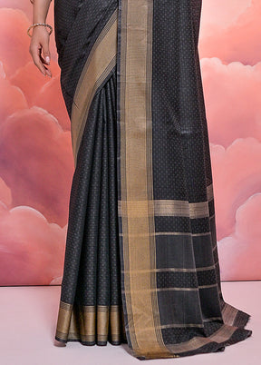 Black Cotton Saree With Blouse Piece