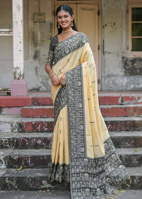 Black Dupion Silk Saree With Blouse Piece